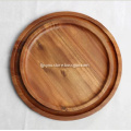 Round Acacia Wood Plates Chargers set 2